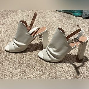 White sling back peep toe heels